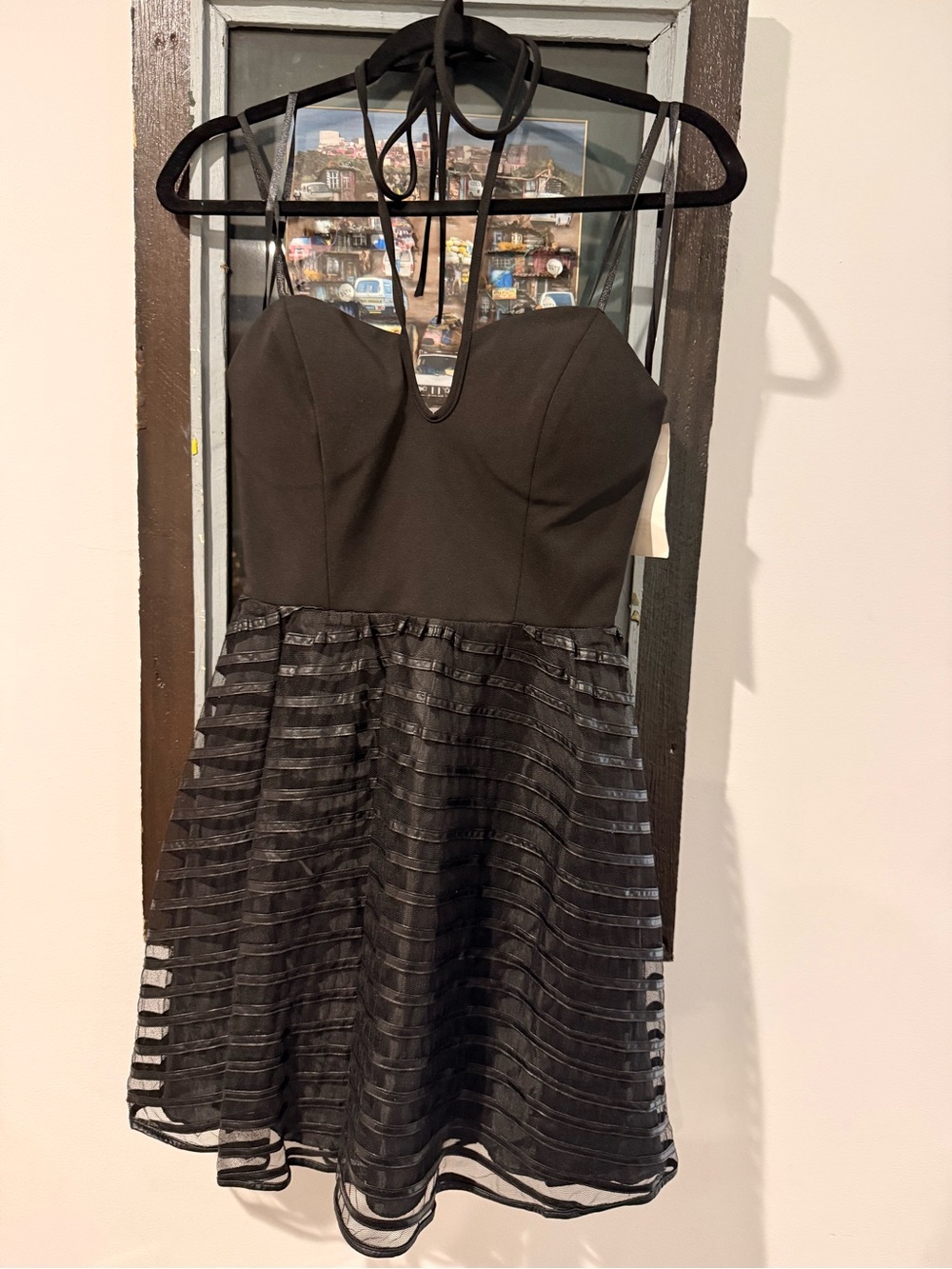 Black Layered Stripe Cocktail Dress